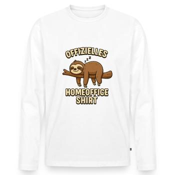 Sloth Home Office Office - Men's Premium Organic Long Sleeve Shirt - white - Front - Nico (187cm)
