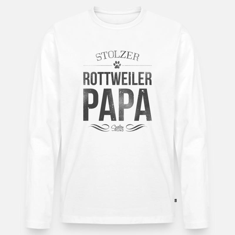 Stolzer Rottweiler-Papa - Männer Premium Bio Langarmshirt - Weiß