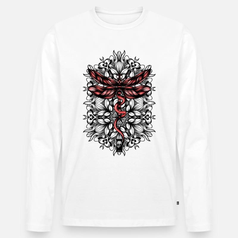 Libelle - Männer Premium Bio Langarmshirt - Weiß