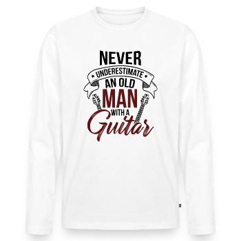 guitare - T-shirt manches longues Premium bio Homme - blanc - Devant - Nico (187cm)