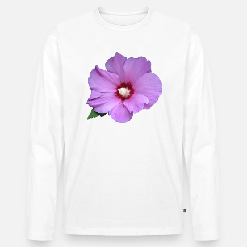 Rose rosa Blume Roseneibisch - Männer Premium Bio Langarmshirt - Weiß