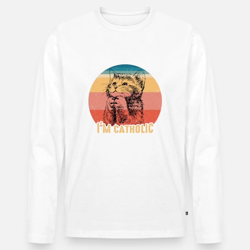 Catholic – süchtig nach Katzen - Männer Premium Bio Langarmshirt - undefined