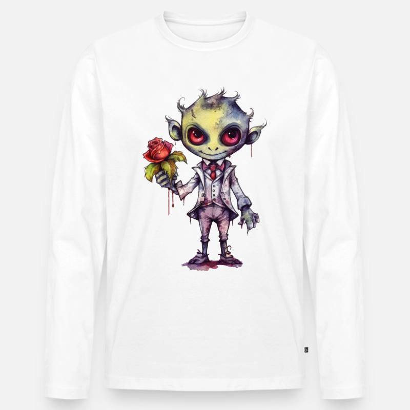 Vampir als charmanter Rosenkavalier - Männer Premium Bio Langarmshirt - Weiß