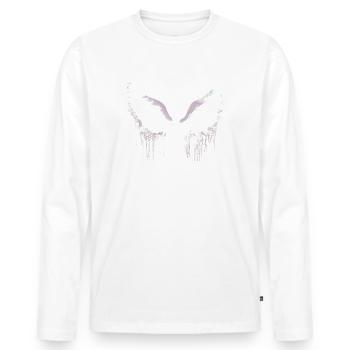 Ailes, ailes d’ange, ailes d’ange, blanc, graffiti - T-shirt manches longues Premium bio Homme - blanc - Devant - Nico (187cm)