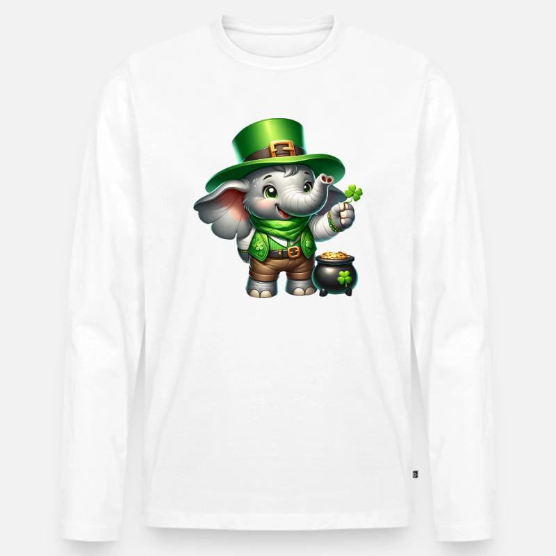 St. Patricks Day Elefant Feier - Männer Premium Bio Langarmshirt - undefined
