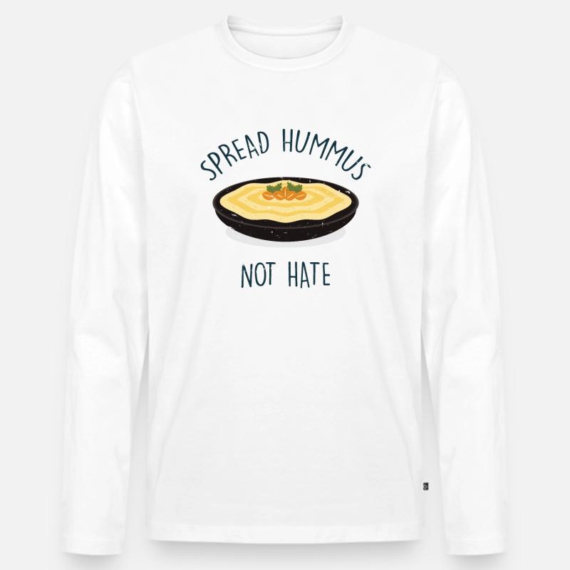 Spread Hummus Not Hate - Männer Premium Bio Langarmshirt - Weiß