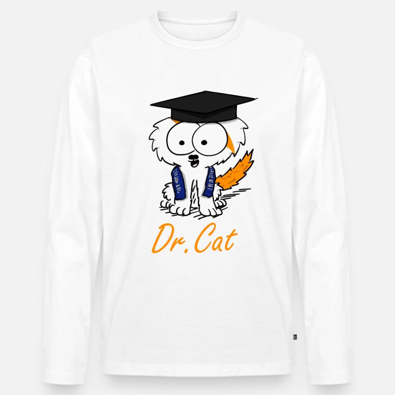 DrCat - Männer Premium Bio Langarmshirt - Weiß