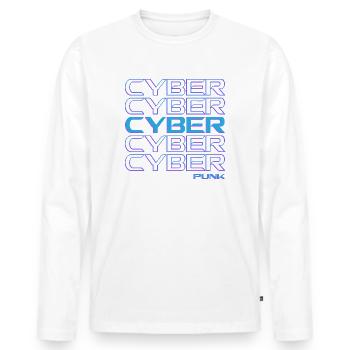 Vaporwave Cyber Glitch Punk 3 Colour Remix - T-shirt manches longues Premium bio Homme - blanc - Devant - Nico (187cm)