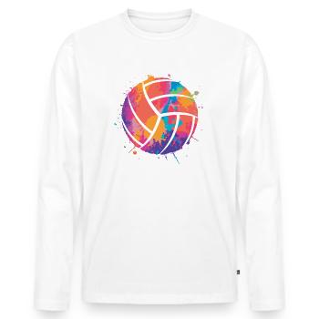 Volleyball Ball Mädchen Jungen Kinder Volleyballer - Männer Premium Bio Langarmshirt - Weiß - Vorne - Nico (187cm)