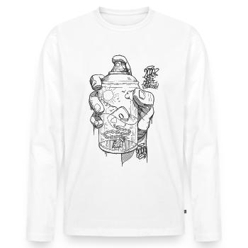 hand spray ZERO bw - Männer Premium Bio Langarmshirt - Weiß - Vorne - Nico (187cm)