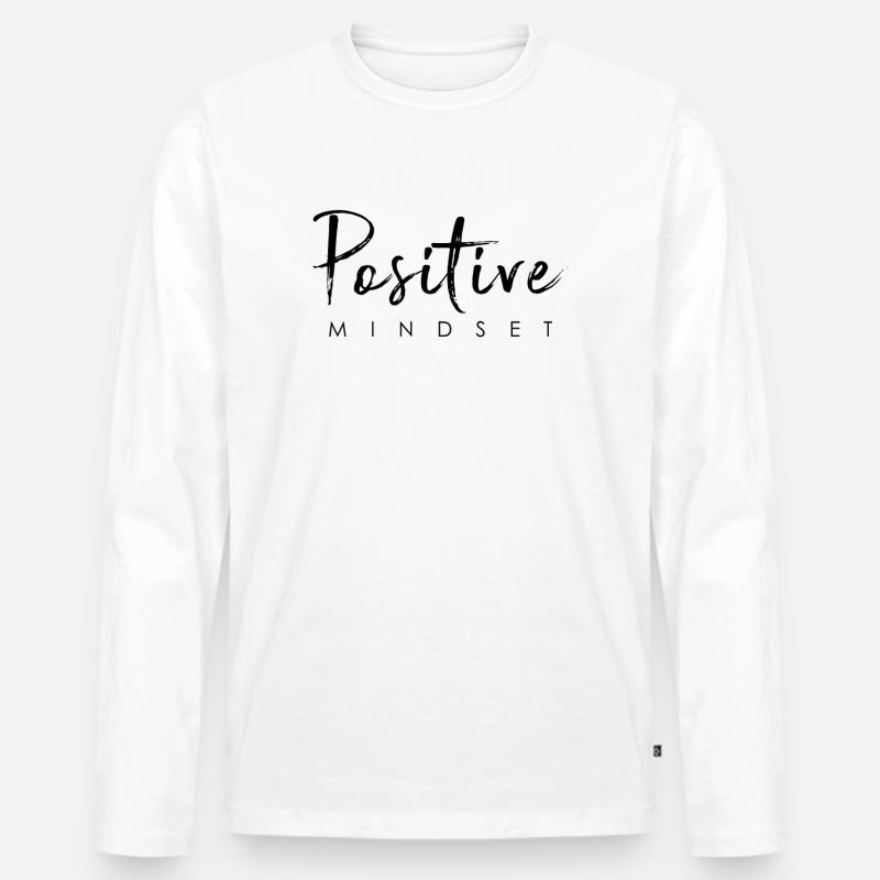 Positiver Mindset - Bleib positiv - Männer Premium Bio Langarmshirt - Weiß