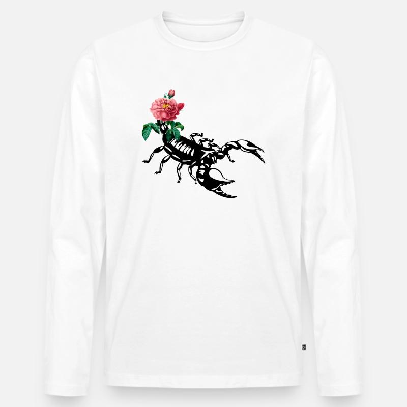Scorpio Rose - Männer Premium Bio Langarmshirt - Weiß