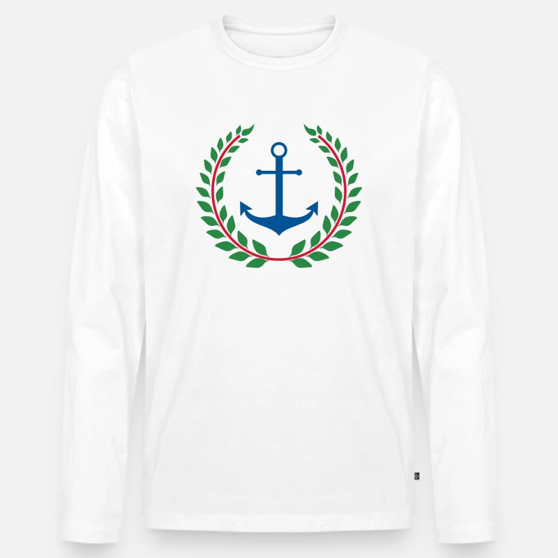 Narcos Sailor Anker - Männer Premium Bio Langarmshirt - Weiß