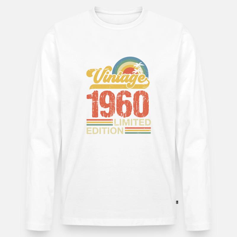 1960 - Männer Premium Bio Langarmshirt - Weiß