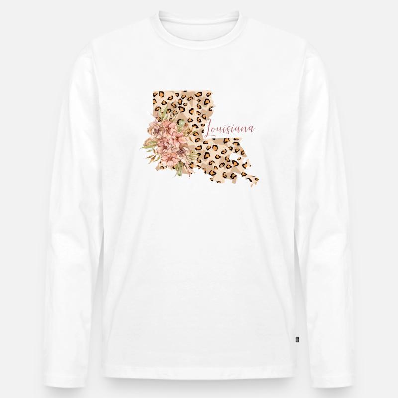 Louisiana leopard pattern map - Men's Premium Organic Long Sleeve Shirt - white