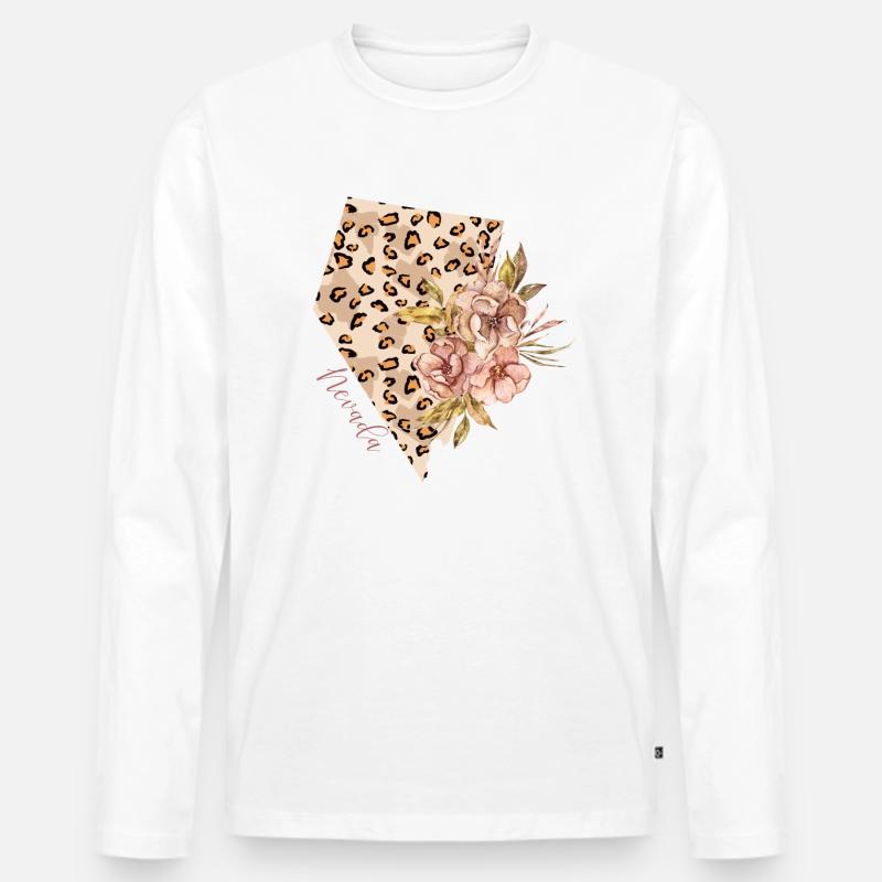 Nevada Leopard-muster Karte Leo - Männer Premium Bio Langarmshirt - Weiß
