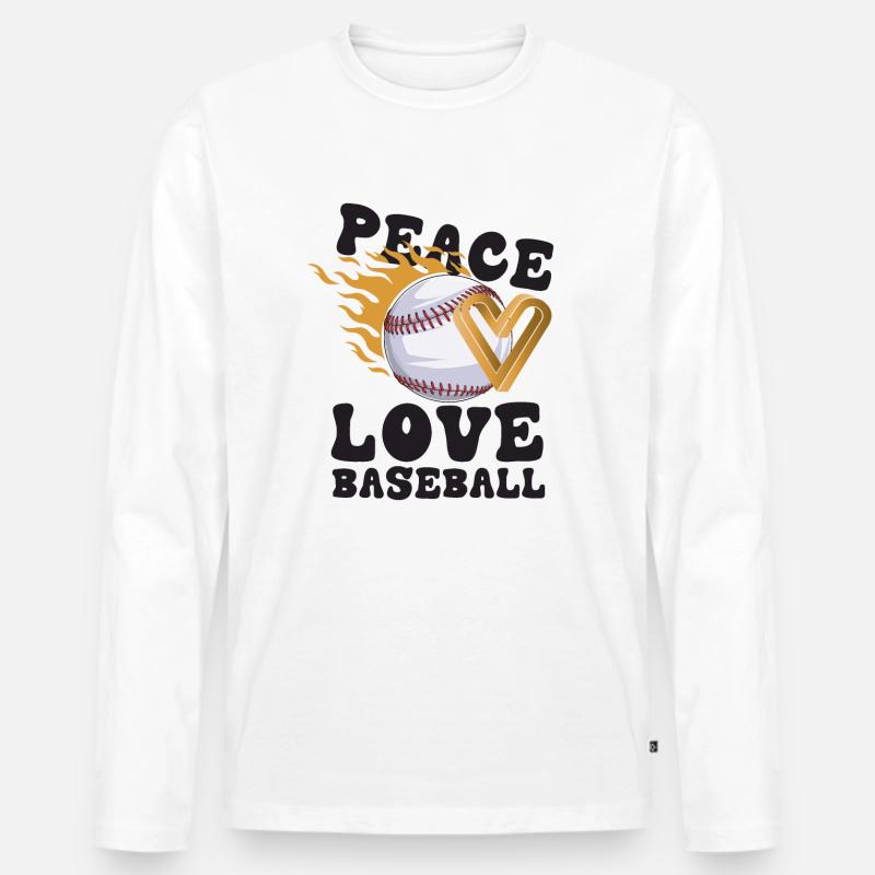 Mädchen Frieden Liebe Baseball - Männer Premium Bio Langarmshirt - Weiß