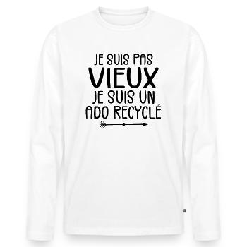 Je Suis Pas Vieux Je Suis Un Ado Recyclé - T-shirt manches longues Premium bio Homme - blanc - Devant - Nico (187cm)