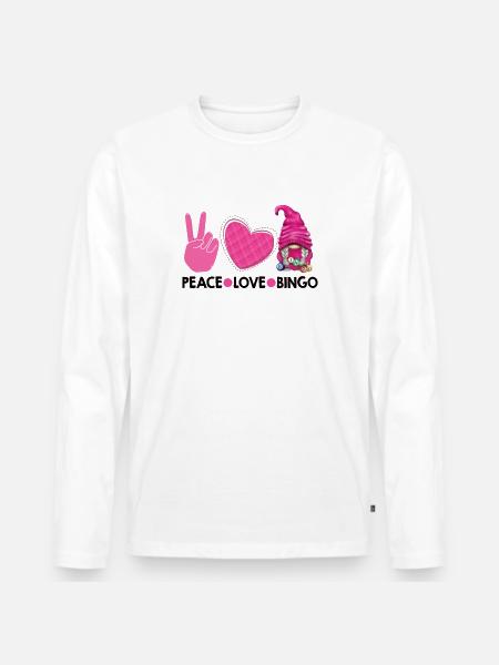 Frieden Liebe Bingo - Männer Premium Bio Langarmshirt - Weiß