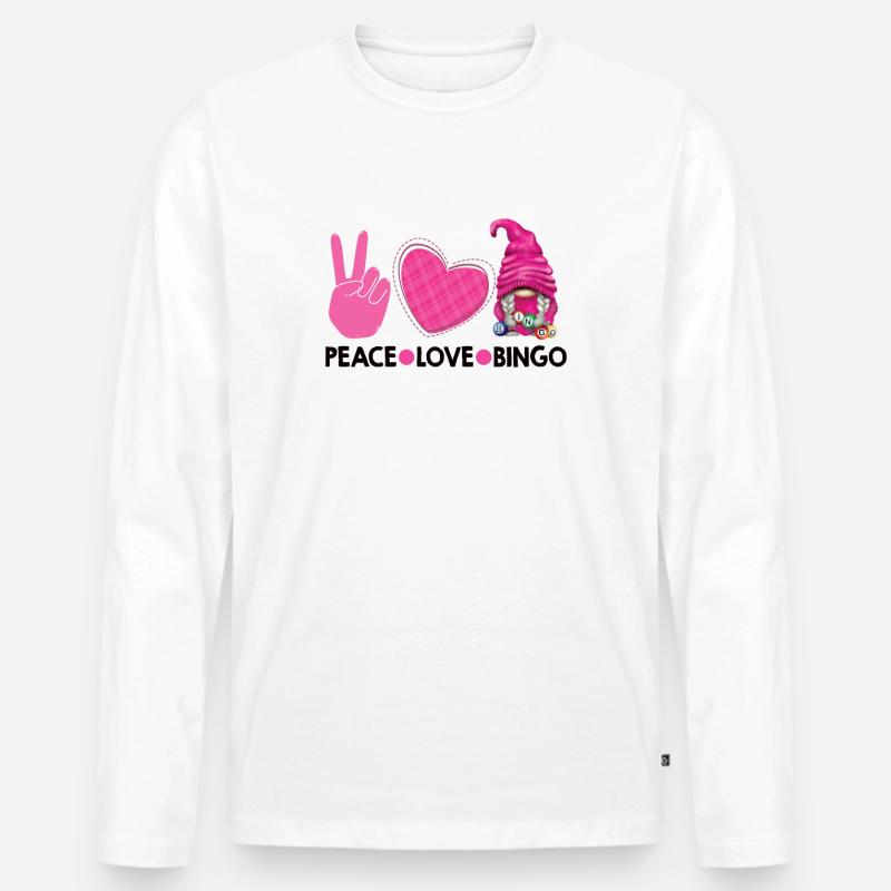 Frieden Liebe Bingo - Männer Premium Bio Langarmshirt - Weiß