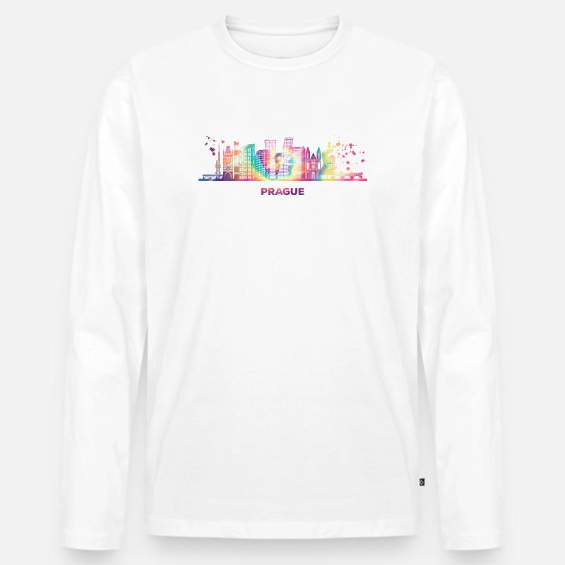 Praguer Skyline Stadtbild Prag - Männer Premium Bio Langarmshirt - Weiß