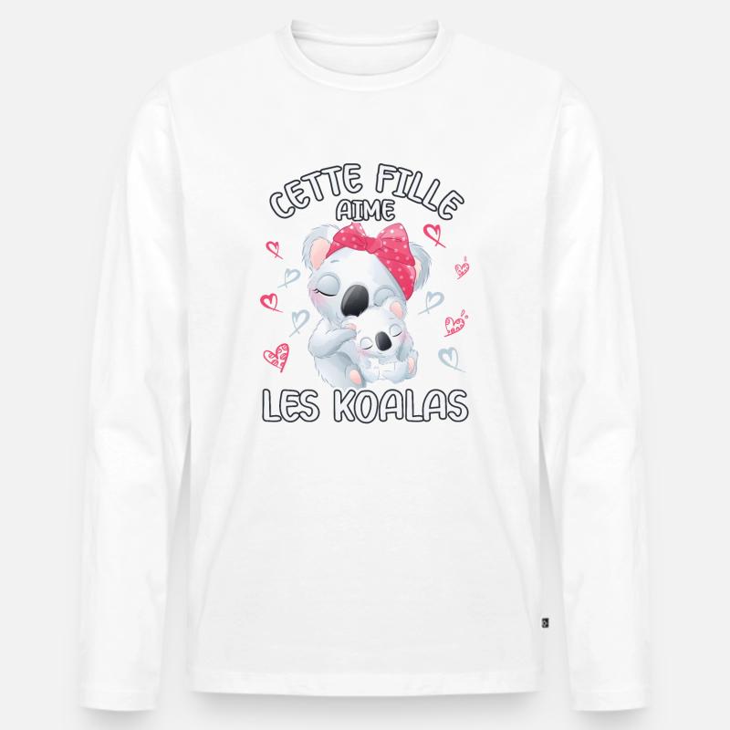 Dieses Mädchen Liebt Koalas - Männer Premium Bio Langarmshirt - Weiß