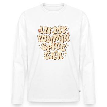 Groovy In Meiner Kürbisgewürz-ära - Männer Premium Bio Langarmshirt - Weiß - Vorne - Nico (187cm)