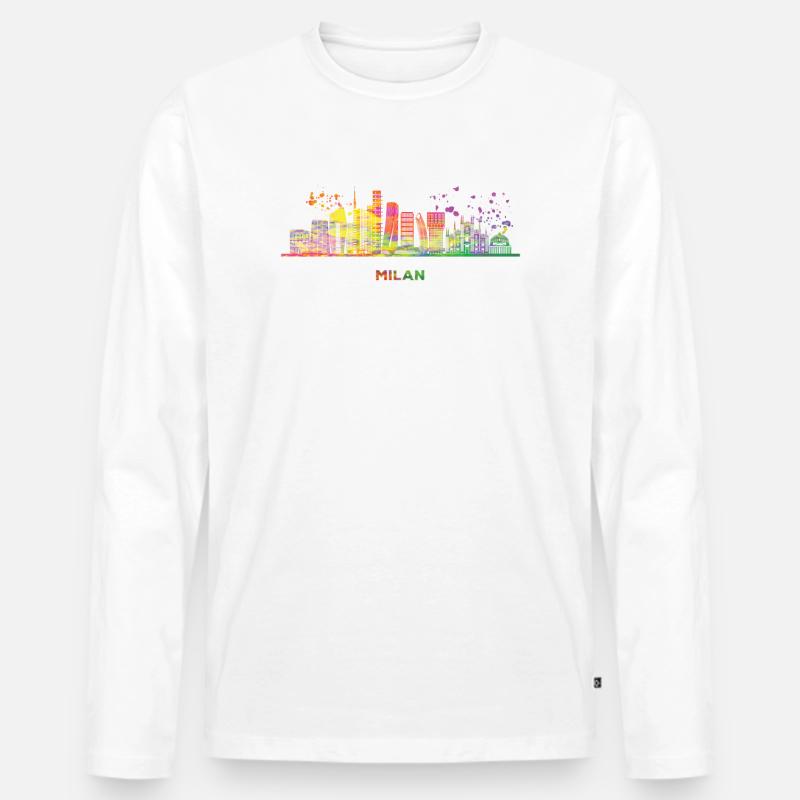 Mailänder Skyline Stadtbild Mailand - Männer Premium Bio Langarmshirt - Weiß