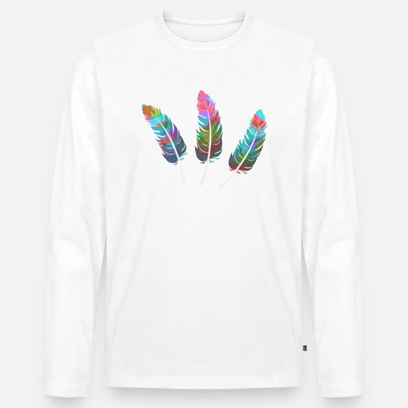 federn,bunt,feder,graffiti - Männer Premium Bio Langarmshirt - Weiß