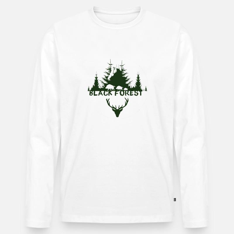 schwarzwald,Jäger,wild,wald,hirsch,Adler,geweih - Männer Premium Bio Langarmshirt - Weiß