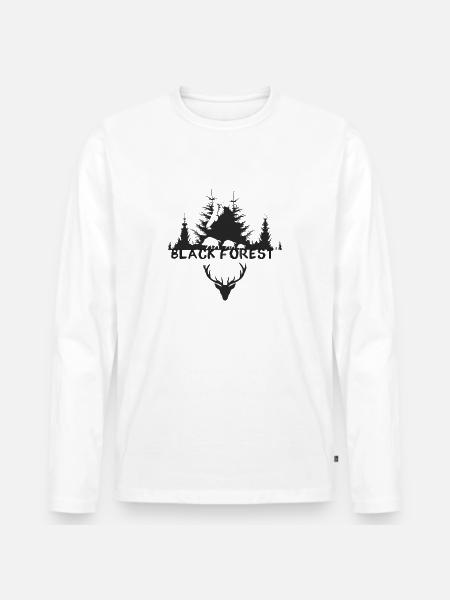 black forest,Jäger,wild,wald,hirsch,Adler,geweih - Männer Premium Bio Langarmshirt - Weiß