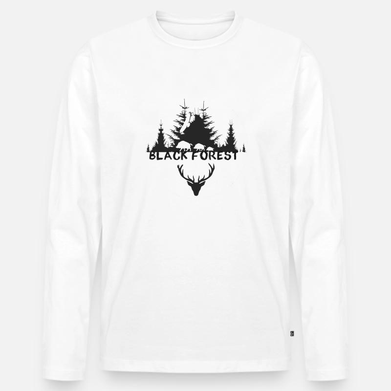 black forest,Jäger,wild,wald,hirsch,Adler,geweih - Männer Premium Bio Langarmshirt - Weiß