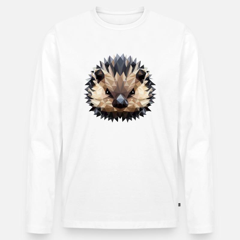 Polygon Igel Design - Männer Premium Bio Langarmshirt - Weiß