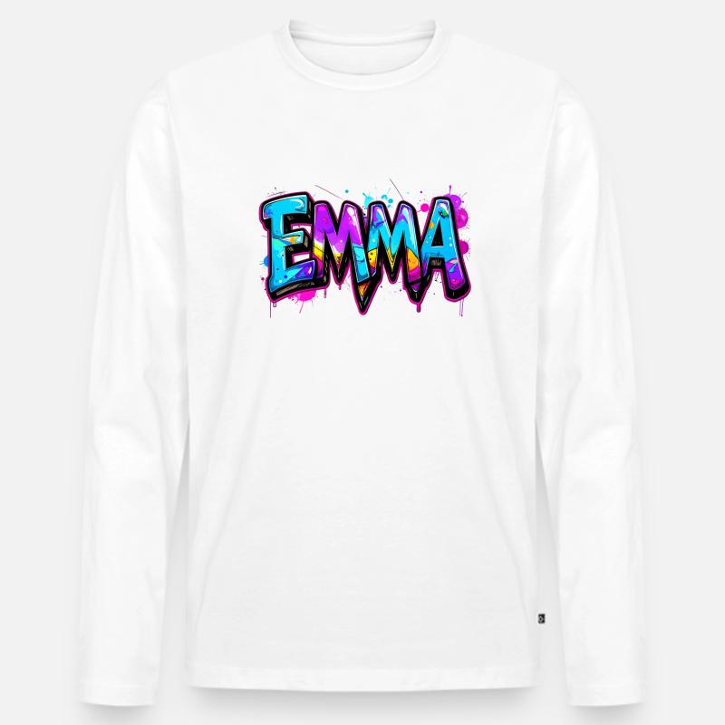graffiti, buchstaben, emma, illustration - Männer Premium Bio Langarmshirt - Weiß