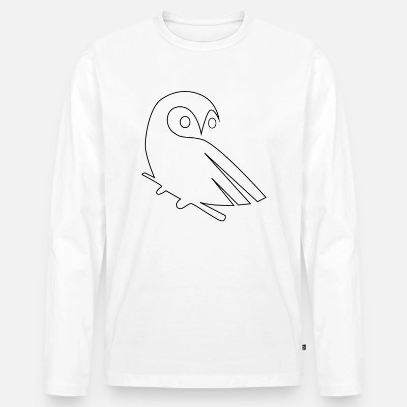Eule - Männer Premium Bio Langarmshirt - Weiß