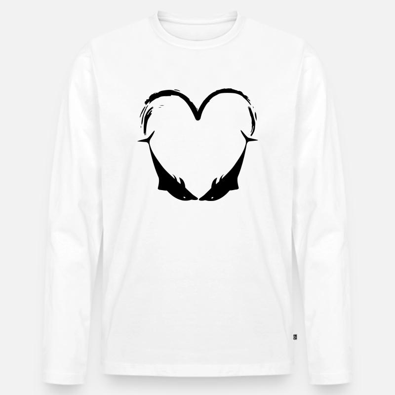 Delfin Design Delfine Liebe - Männer Premium Bio Langarmshirt - Weiß