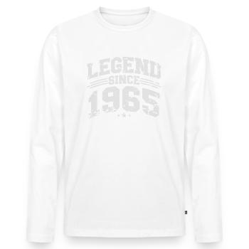 Légende depuis 1965 Cadeau d’anniversaire vintage - T-shirt manches longues Premium bio Homme - blanc - Devant - Nico (187cm)