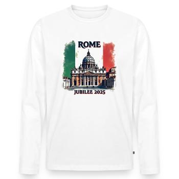 Rome Jubilee 2025 - Pilgrims of Hope - Men's Premium Organic Long Sleeve Shirt - white - Front - Nico (187cm)