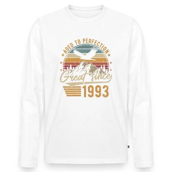 1993 Naissance vintage Anniversaire Rétro - T-shirt manches longues Premium bio Homme - blanc - Devant - Nico (187cm)