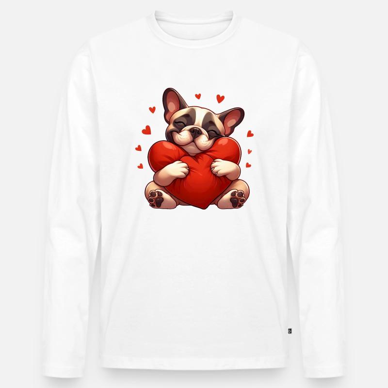 Niedliche Frenchie-Geschenke - Männer Premium Bio Langarmshirt - Weiß