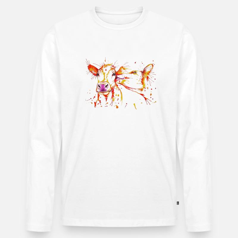 Kühe - Männer Premium Bio Langarmshirt - Weiß