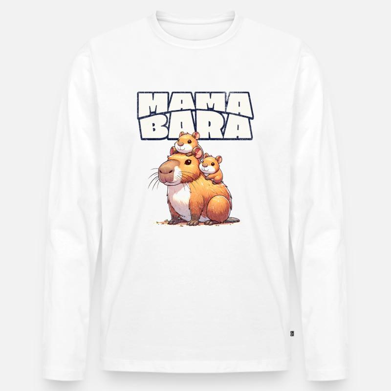 Mamabara Mutter Capybara - Männer Premium Bio Langarmshirt - Weiß