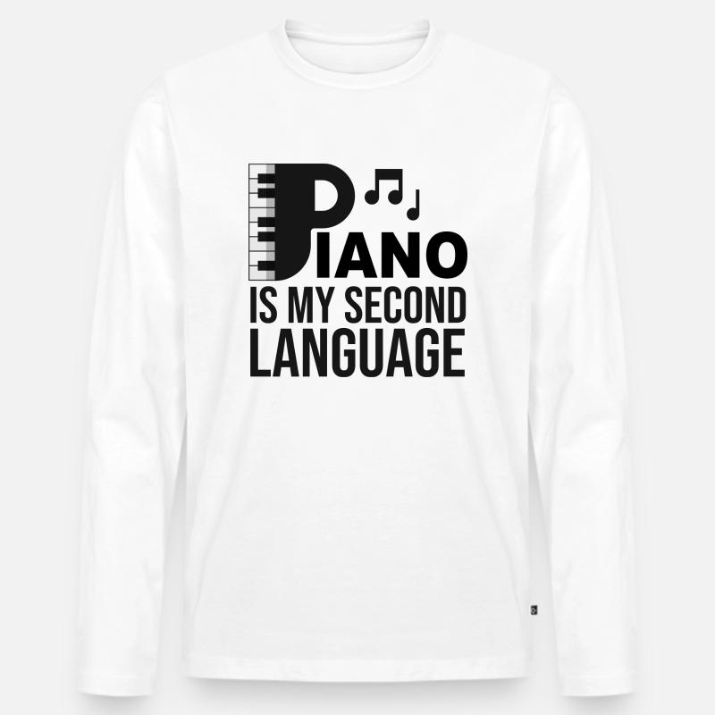 Klavier - Männer Premium Bio Langarmshirt - Weiß