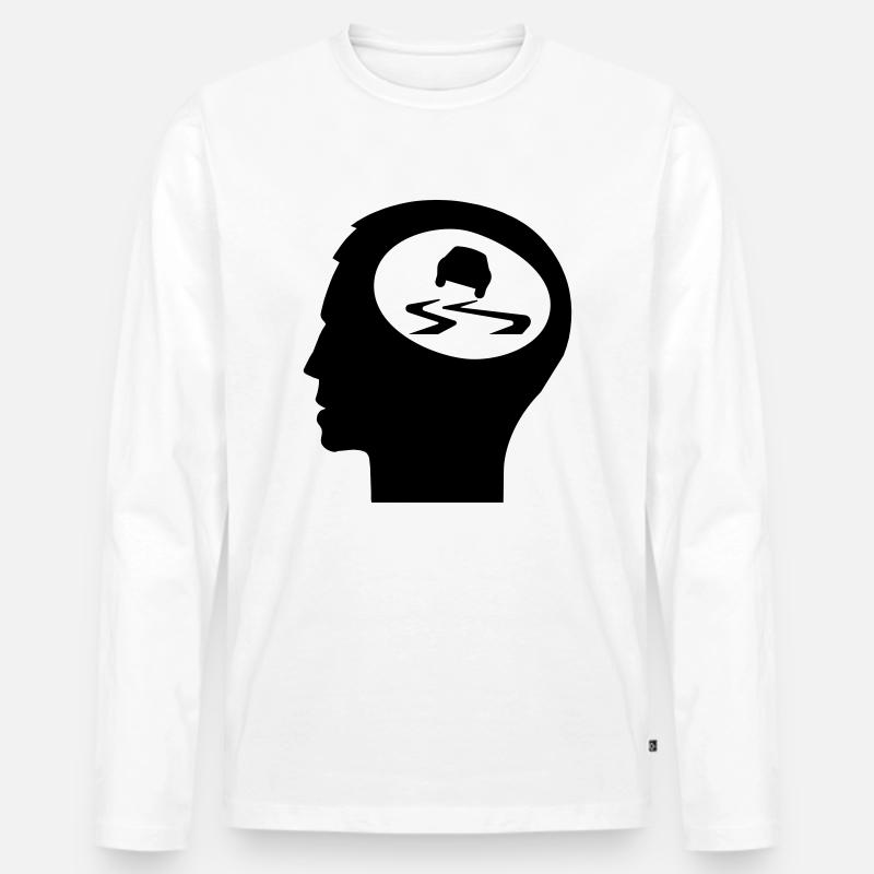 Drift, Nur Drifting im Kopf - Männer Premium Bio Langarmshirt - Weiß