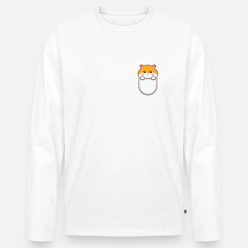 Hamster Liebhaber Brusttasche Haustier Geschenk - Männer Premium Bio Langarmshirt - Weiß
