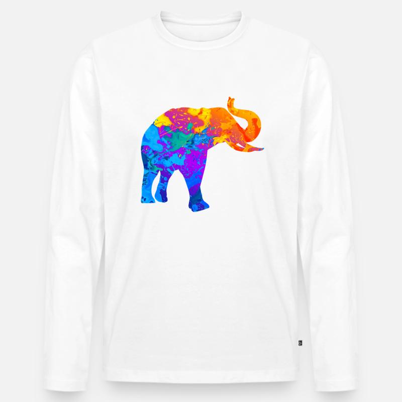 Elefant Elefanten Silhouette Geschenk - Männer Premium Bio Langarmshirt - Weiß