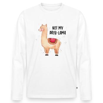 Lama Prob-Lama - T-shirt manches longues Premium bio Homme - blanc - Devant - Nico (187cm)