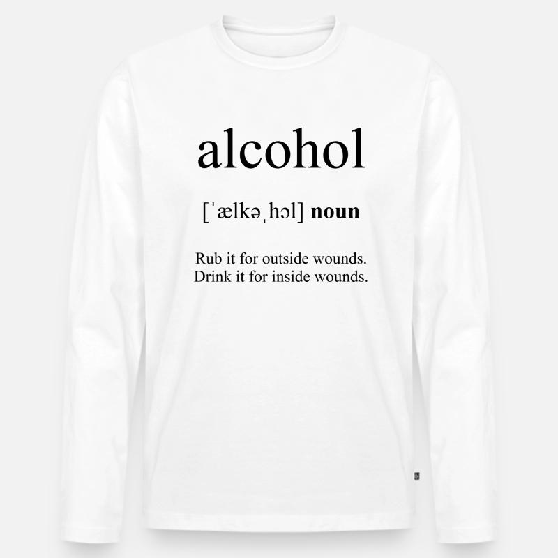 Alcohol (Alkohol) Definition Dictionary - Männer Premium Bio Langarmshirt - Weiß
