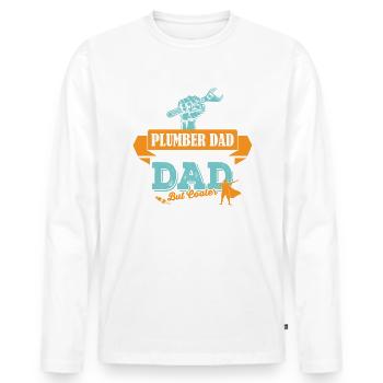 Klempner Vater Papa cooler - Männer Premium Bio Langarmshirt - Weiß - Vorne - Nico (187cm)
