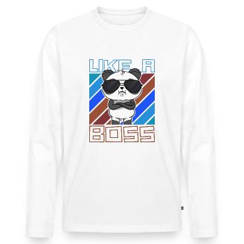 Comme un patron - Cool Cartoon Panda Bear Saying - T-shirt manches longues Premium bio Homme - blanc - Devant - Nico (187cm)